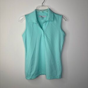 Greg Norman Golf Performance Sleeveless Polo Top Turquoise Women Small Petite